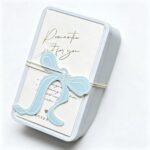 Tin Box Rectangular Tinplate Gift Box with Bow Tag