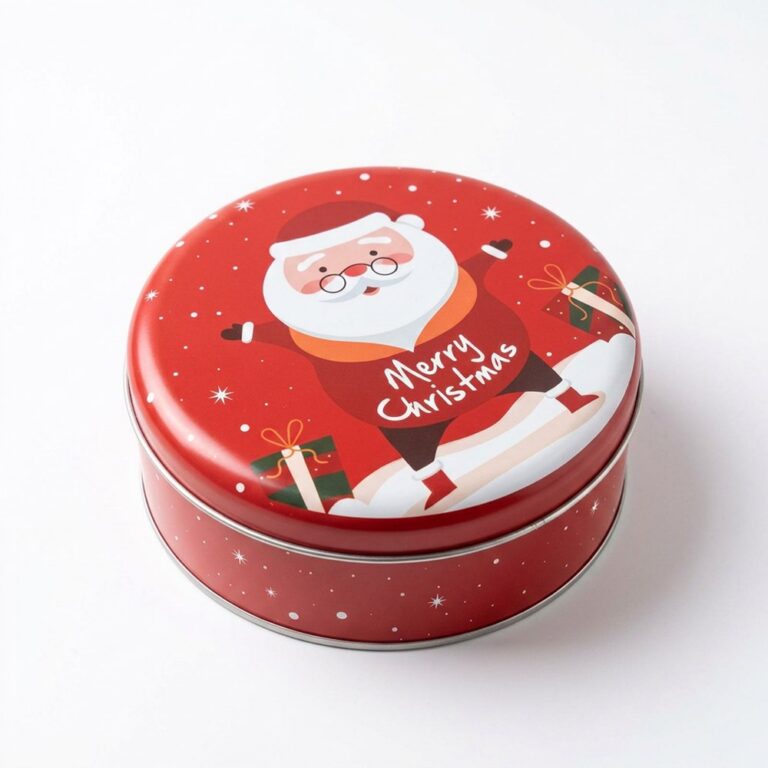 Tin Box Round Christmas Tin Box