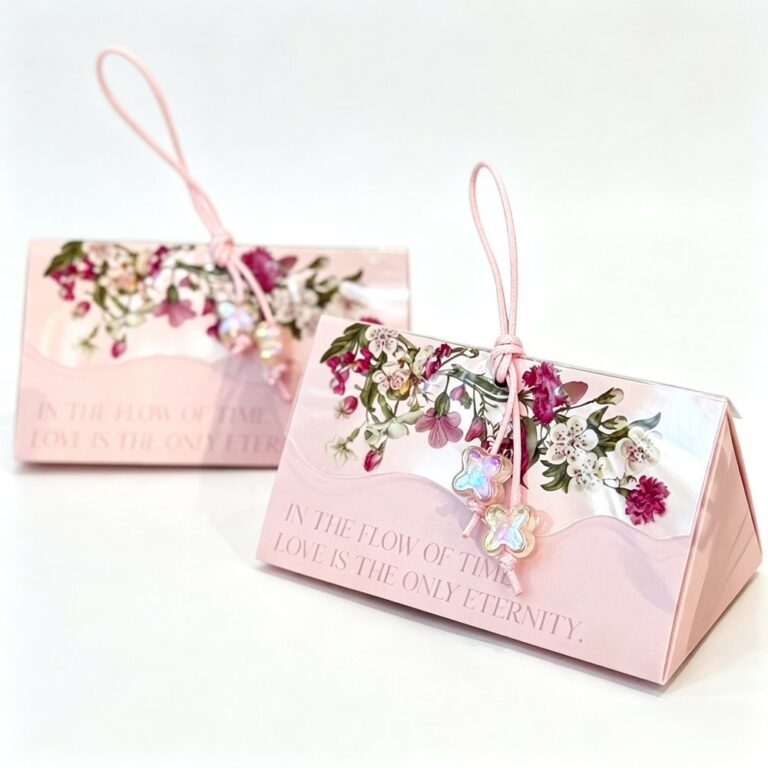 Tin Box Vintage Floral Triangular Paper Gift Box
