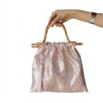 Custom Gift Box Embroidered Fabric Bag with Bamboo-Knot Handles and Tassels