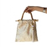 Custom Gift Box Embroidered Fabric Bag with Bamboo-Knot Handles and Tassels